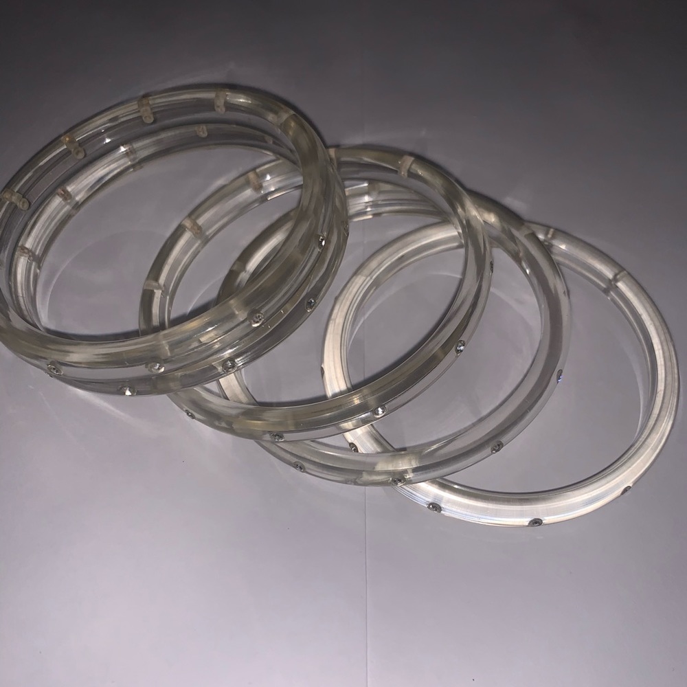 Set of Lucite Bracelet w/ Crystals